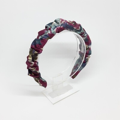 Crunchie diadeem in zijde (rood &amp; ijsblauw)