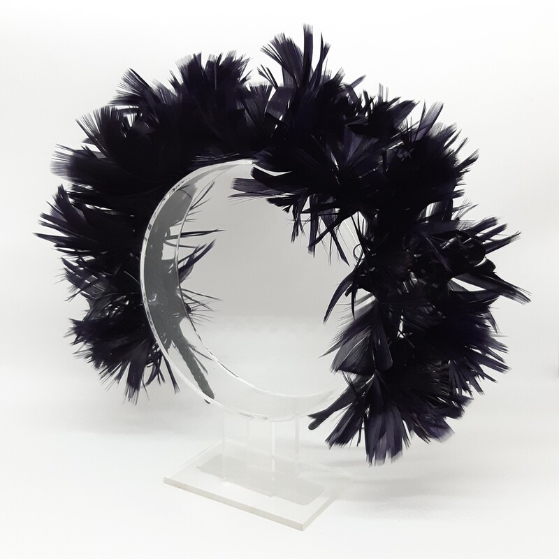 Diadeem met verenkroon in zwart en Swarovsky kristallen
