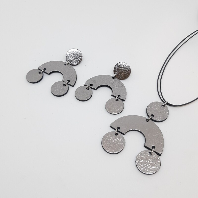 Juwelen set sterrenbeeld Aquarius/Waterman (20 jan-18 feb) - zilver lakleder