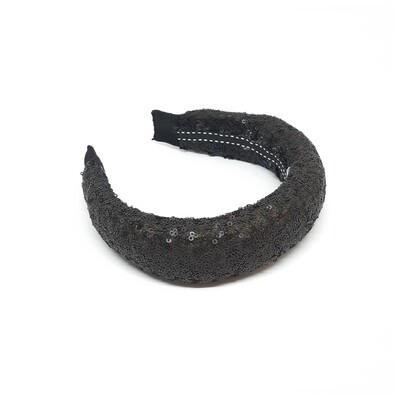 Diadeem met kleine zwarte pailletten