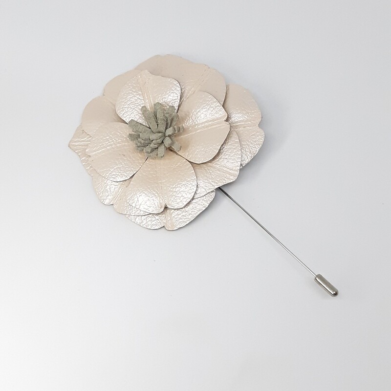 Leder broche lapel speld - parelmoer
