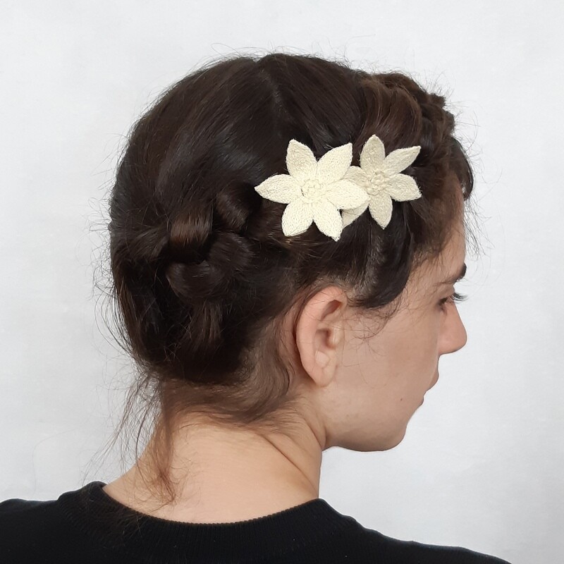 Haarpins - set van 2 spelden met edelweiss bloemen