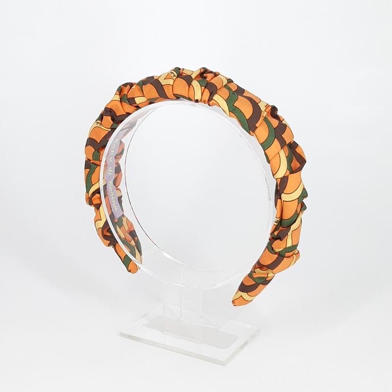Crunchie diadeem in zijde (oranje olijfgroen)