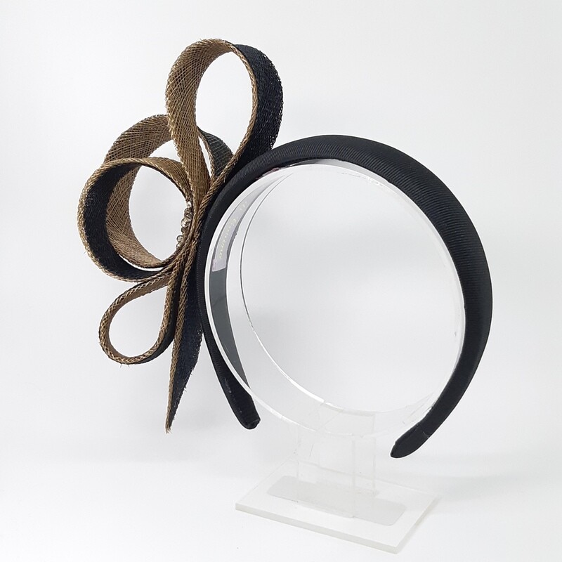 Diadeem met 2-kleurige loops - zwart en goud