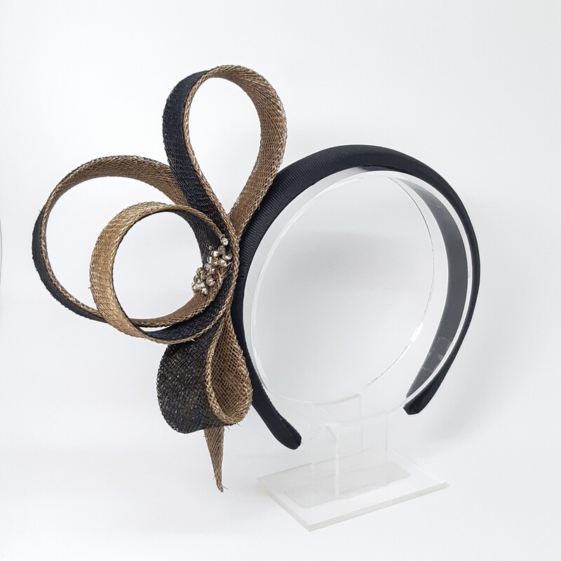 Diadeem met 2-kleurige loops - zwart en goud