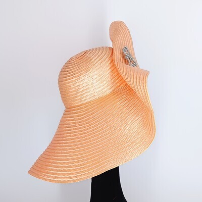 Zomerhoed met grote rand - zalm roze - mt 55