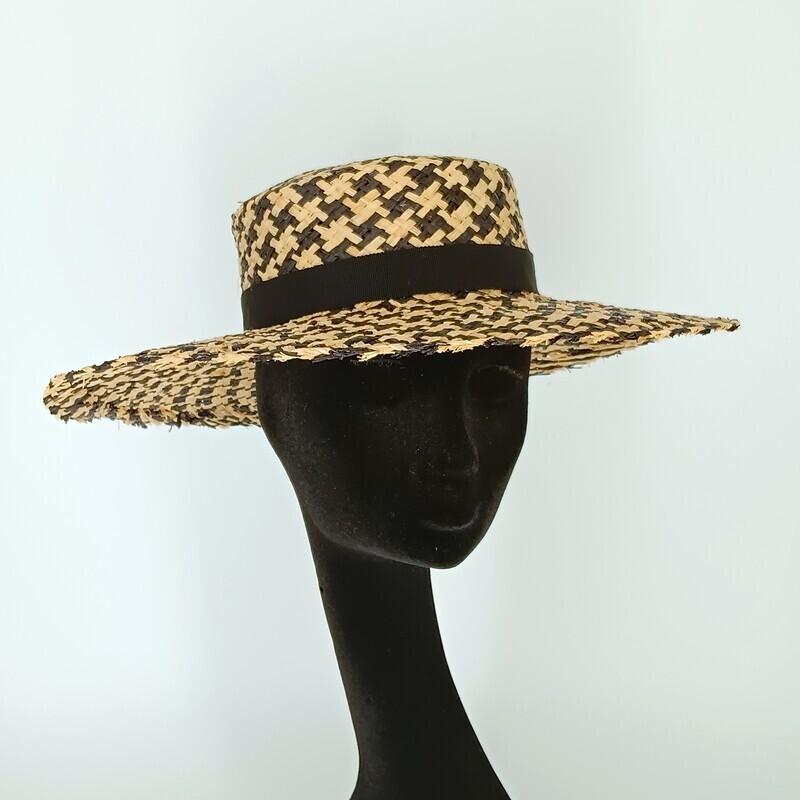 Zomer hoed - Boater - Pied-de-poule design