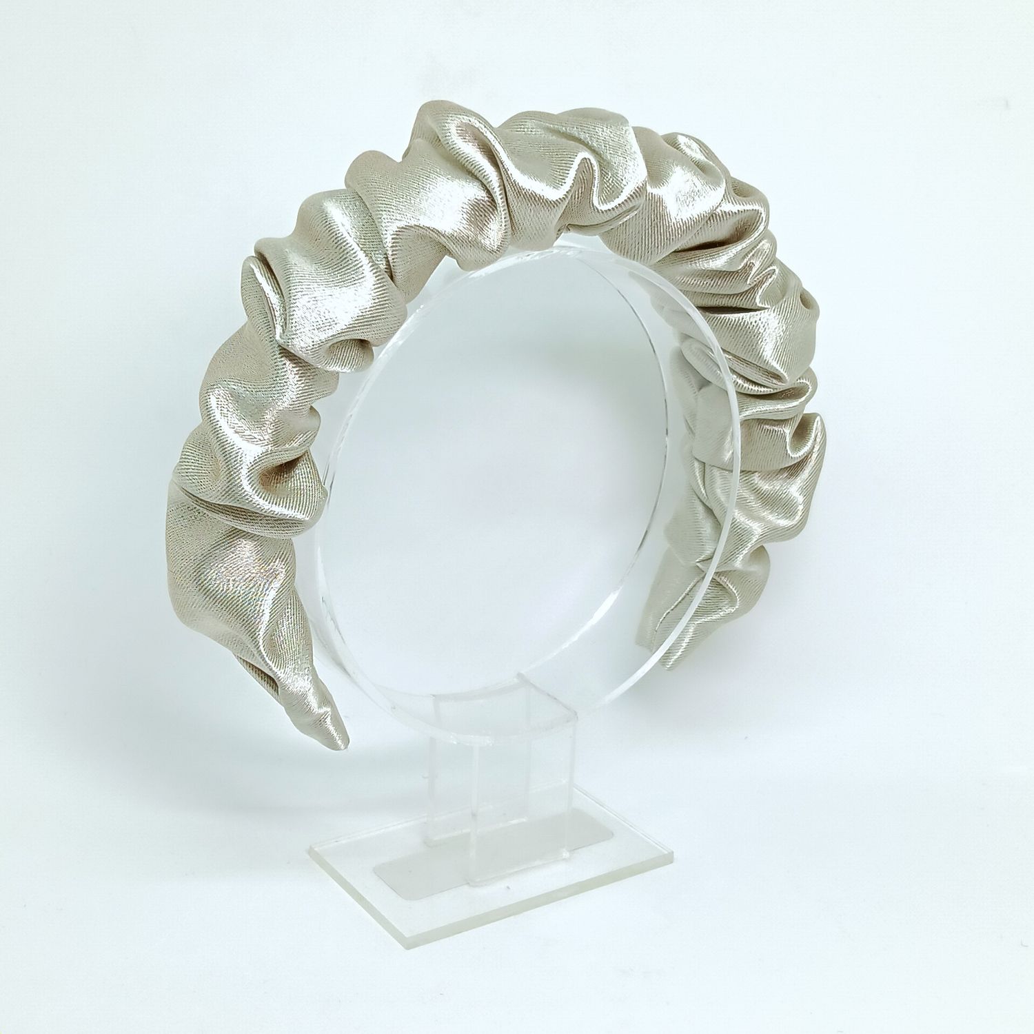 Scrunchie diadeem - zilver satijn