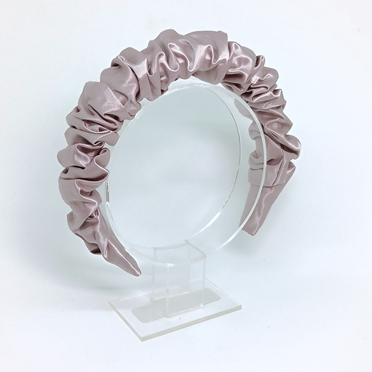 Scrunchie diadeem in satijn - oud roos