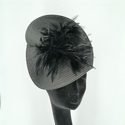 Fascinator in zwart met veren op diadeem