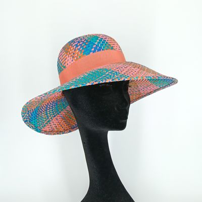 Picture hat in veelkleurige raffia