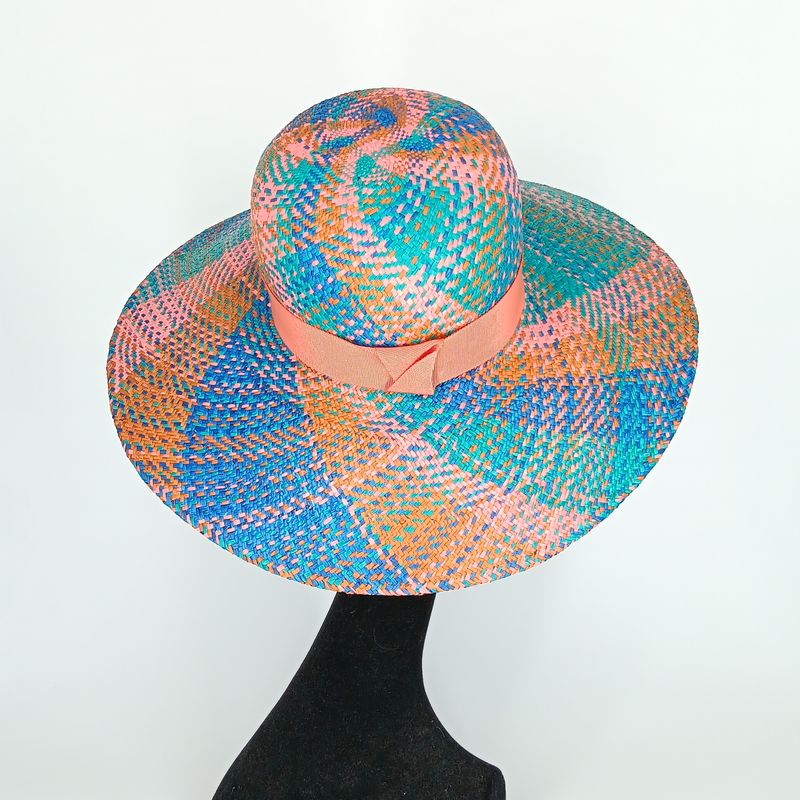 Picture hat in veelkleurige raffia