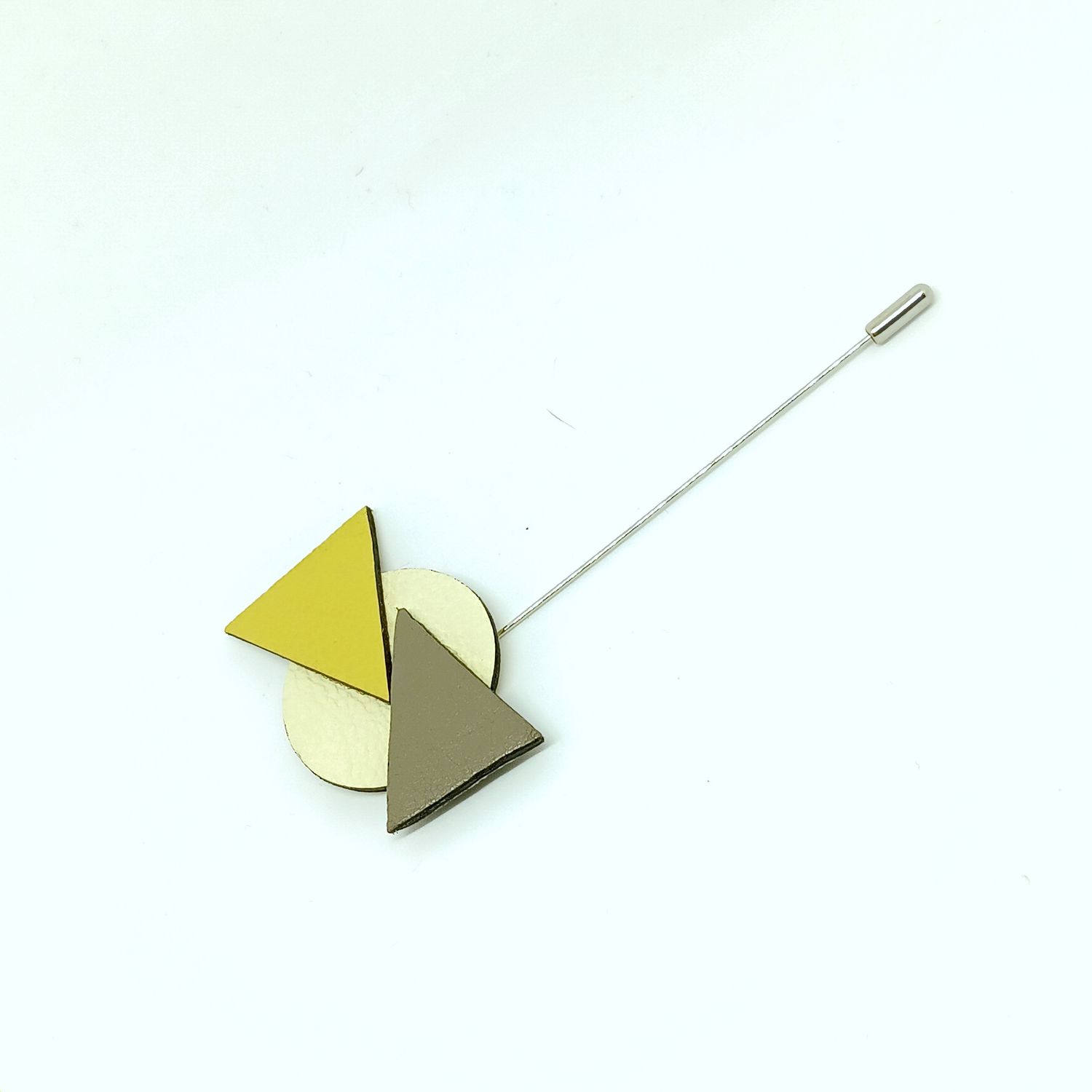 Broche lapel speld - leder met geometriche figuren