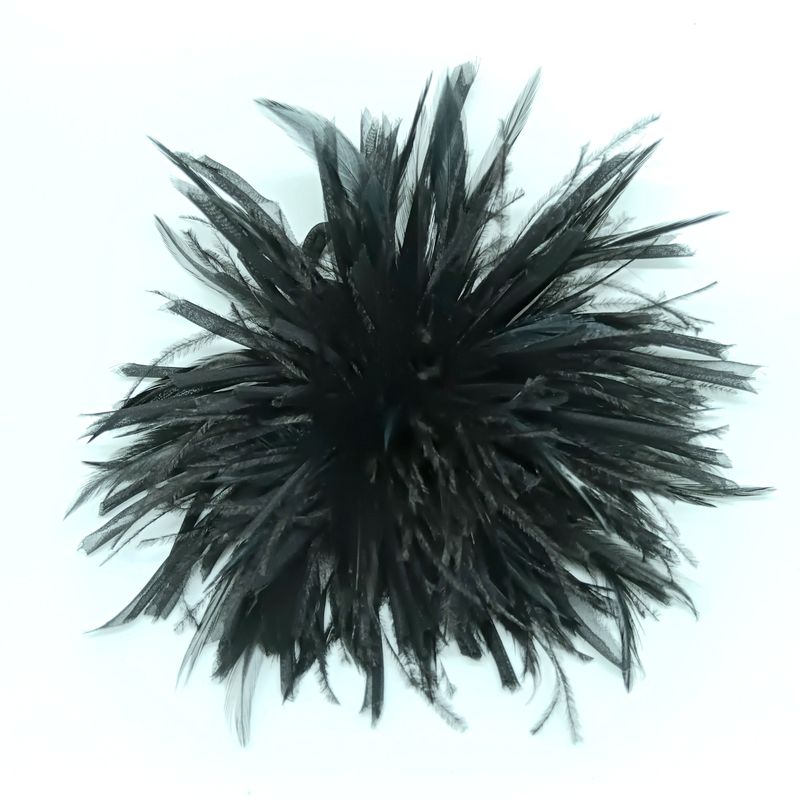 Grote veren broche - zwart - diam: 20cm