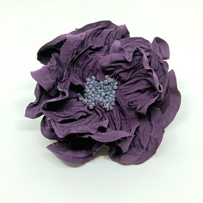 Elegante Satijnen Bloem – Broche, Haaraccessoire &amp; Kettinghanger - paars