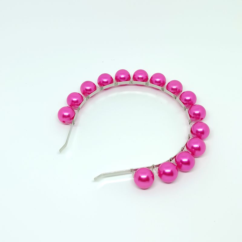 Diadeem met grote fuchsia parels