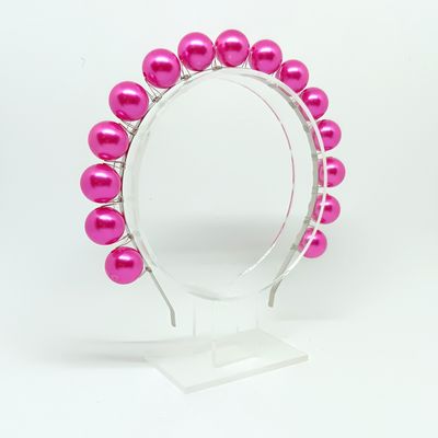 Diadeem met grote fuchsia parels