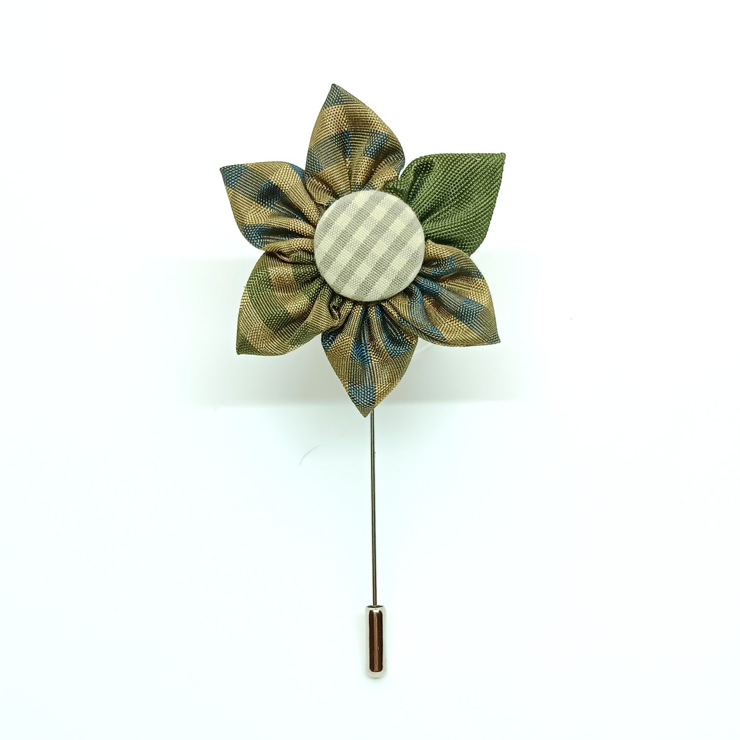 Broche boutonnière lapel speld - Taupe zijde Kanzashi