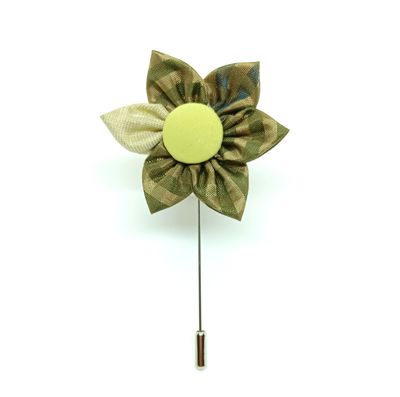 Broche boutonnière lapel speld - kakki zijde Kanzashi