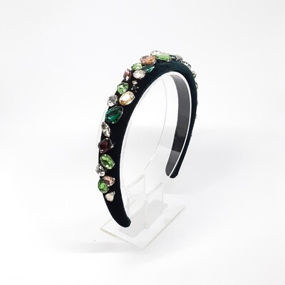 Diadeem D&amp;G-stijl met witte, geel, groen en koperkleurig Swarovski kristallen