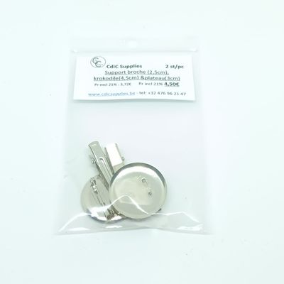 Broche support (3cm) met klem (4,5cm)