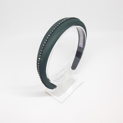 Diadeem met een fijne strook strass kristallen - groen