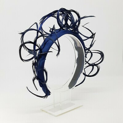 Halo diadeem in donker blauw met veren