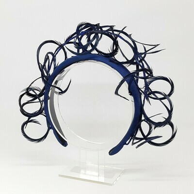 Halo diadeem in donker blauw met veren