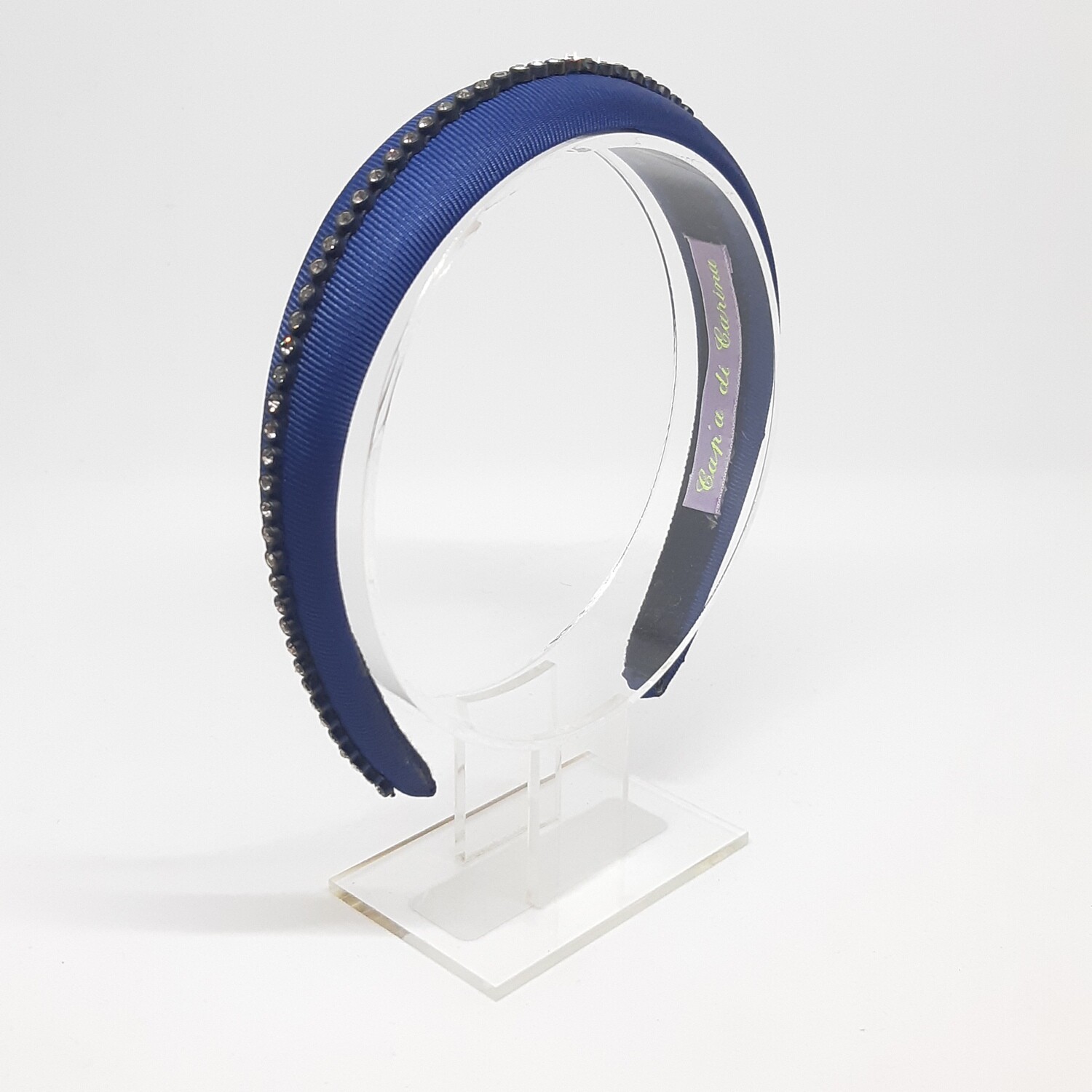 Diadeem met een fijne strook strass kristallen - blauw