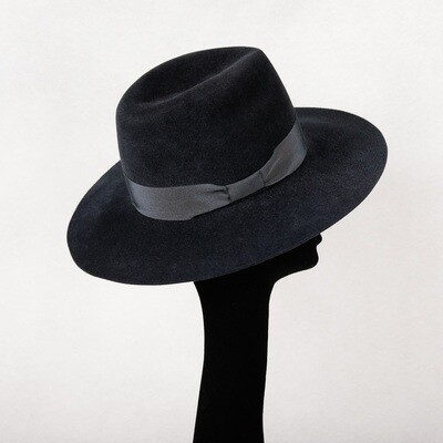 Fedora hoed in antraciet haarvilt velour &amp; t-s-t lint