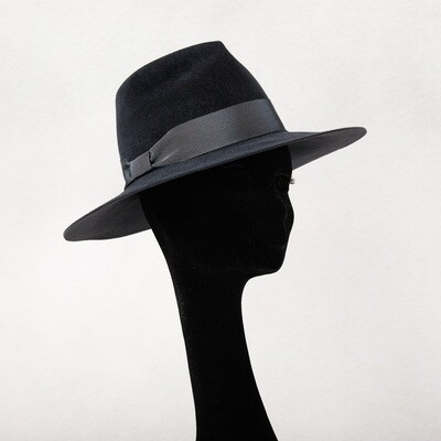 Fedora hoed in antraciet haarvilt velour &amp; t-s-t lint