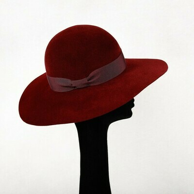 Hoed Classic - haarvilt velours - wijnrood &amp; lint