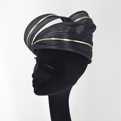 Buntal bandeau in zwart met goud