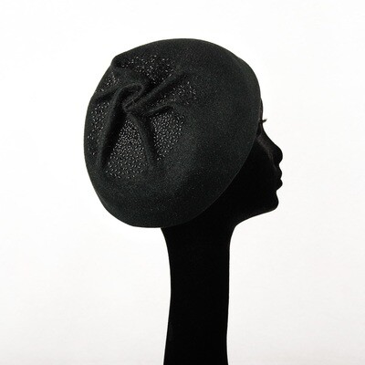 Hoed model Beret Royal - haarvilt zwart geperleerd Hoed model Beret Royal - haarvilt zwart geperleerd