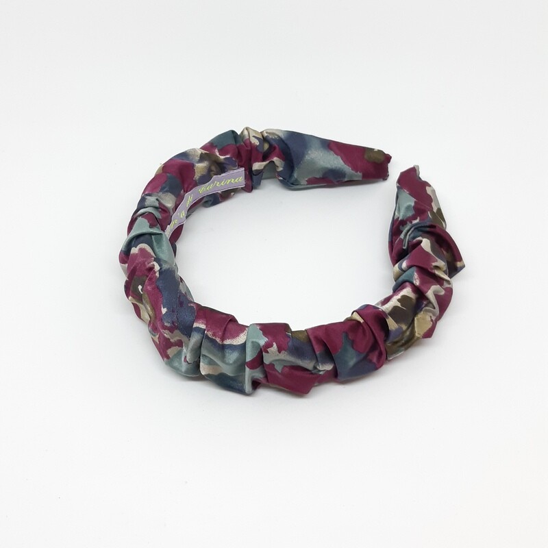 Scrunchie diadeem in zijde (rood &amp; ijsblauw)