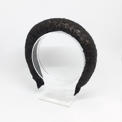 Diadeem met kleine zwarte pailletten