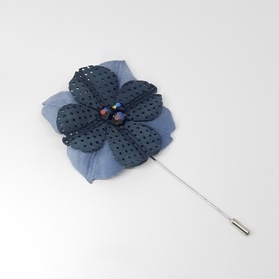 Leder broche lapel speld - licht blauw