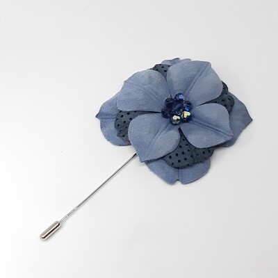 Leder broche lapel speld - licht blauw