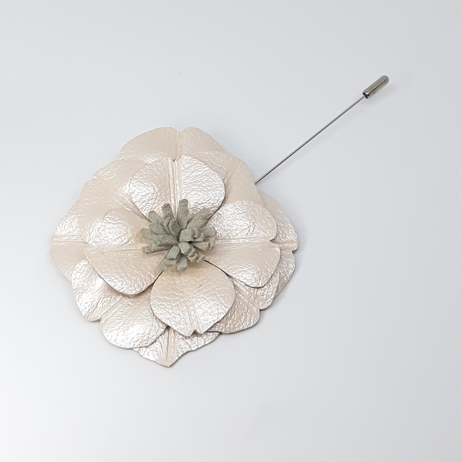Leder broche lapel speld - parelmoer