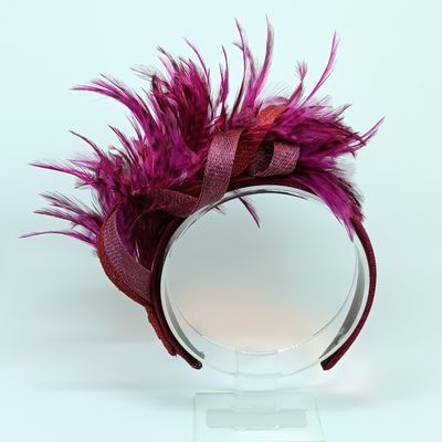 Diadeem van bordeau veren