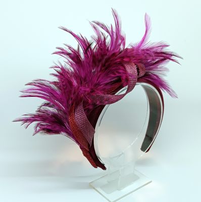 Diadeem van bordeau veren