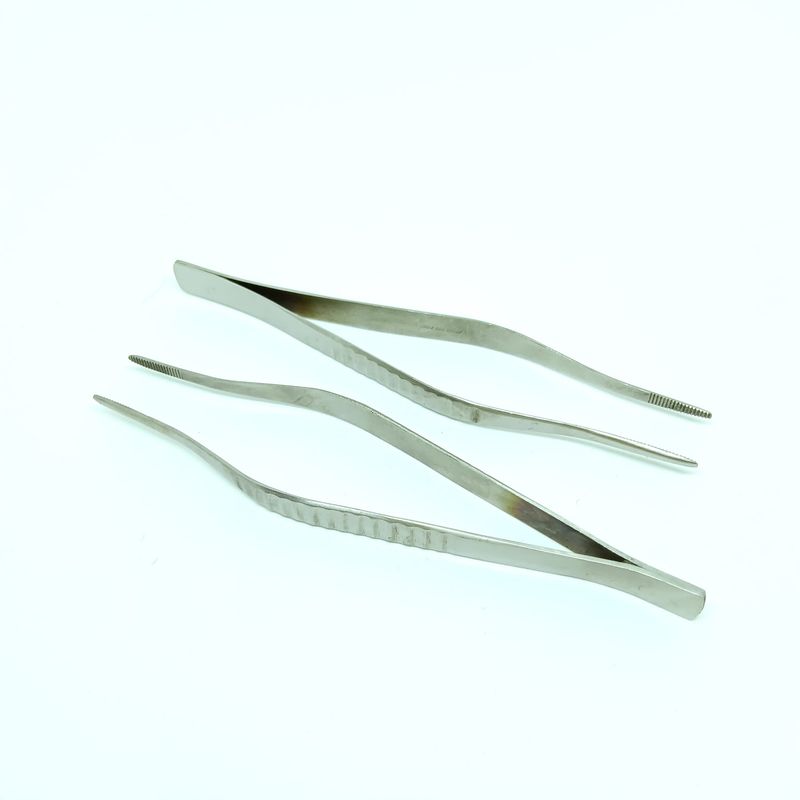2x Tweezers with round tip - 16cm - Stainless steel 304