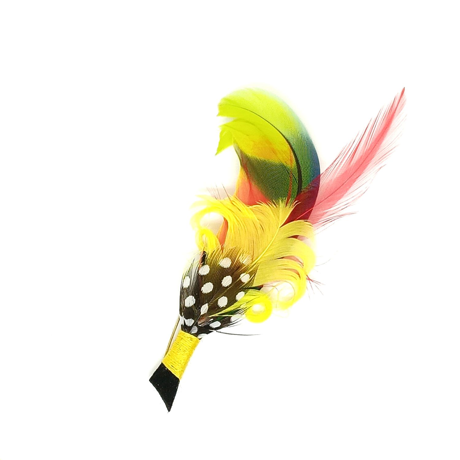 Veren broche/boutonniere - geel-groen-rood-zwart