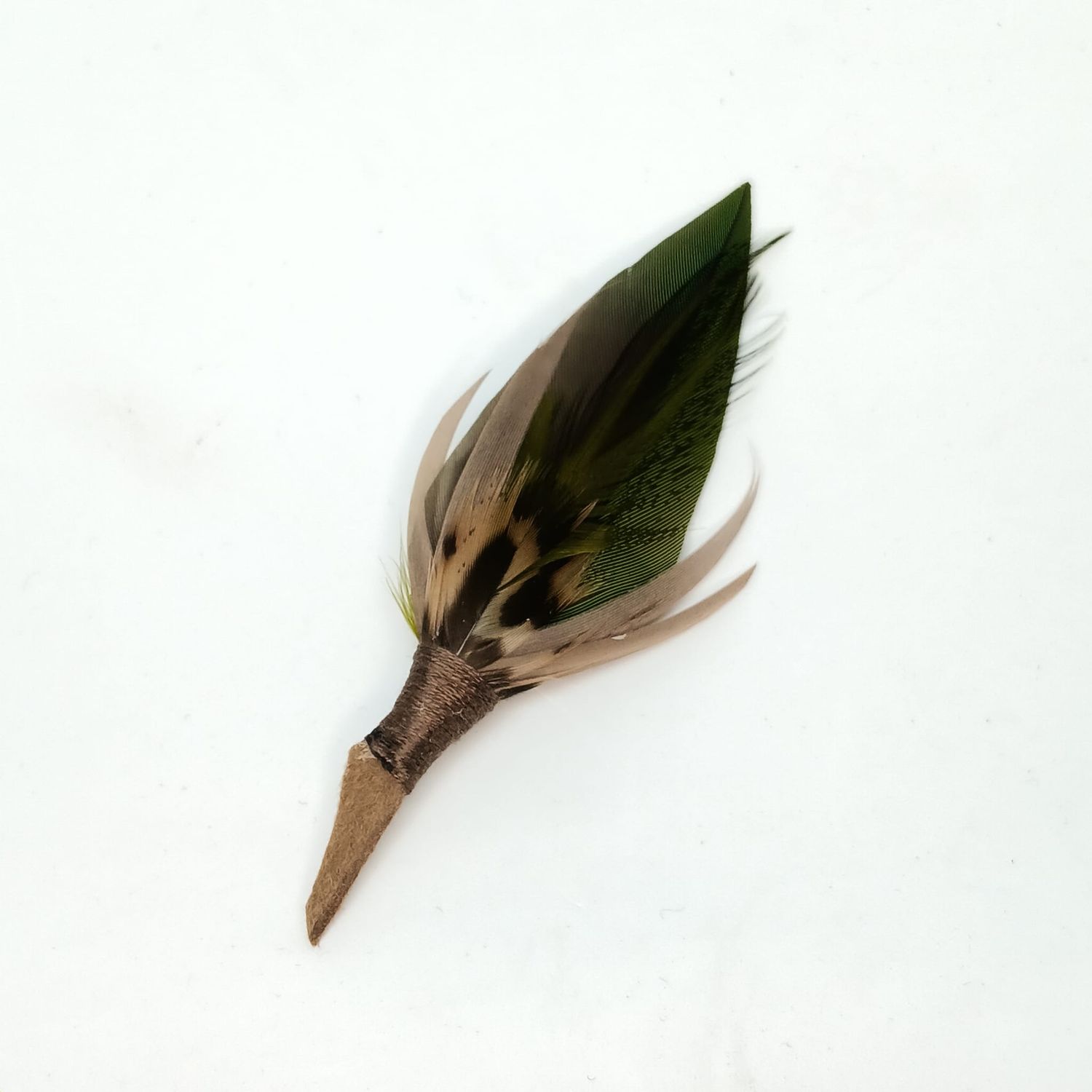 Veren broche/boutonniere - groen-oker