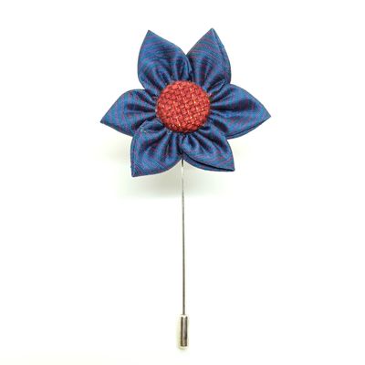 Broche lapel speld - blauwe zijde Kanzashi rozette