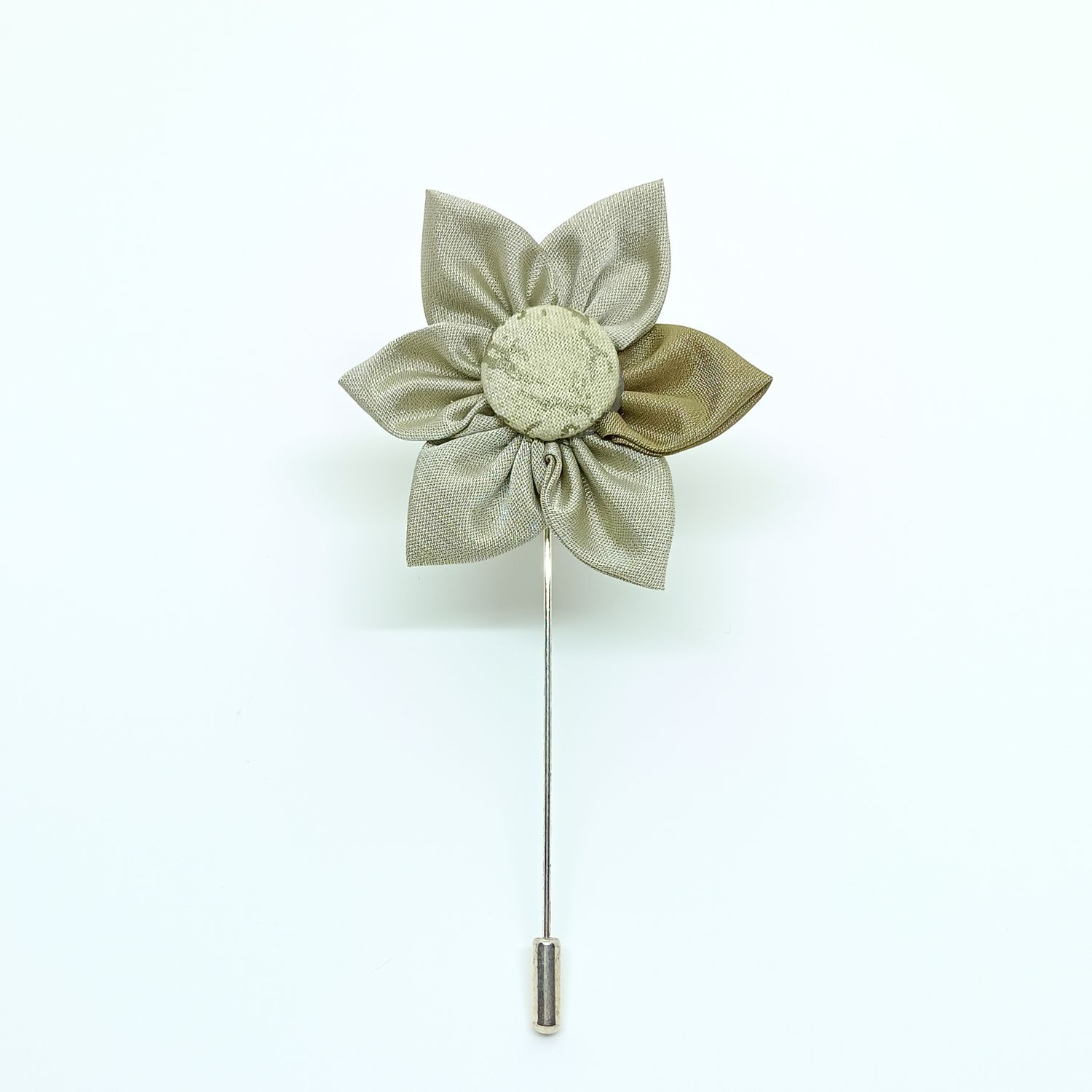 Broche boutonnière lapel speld - Kanzashi - creme satijn