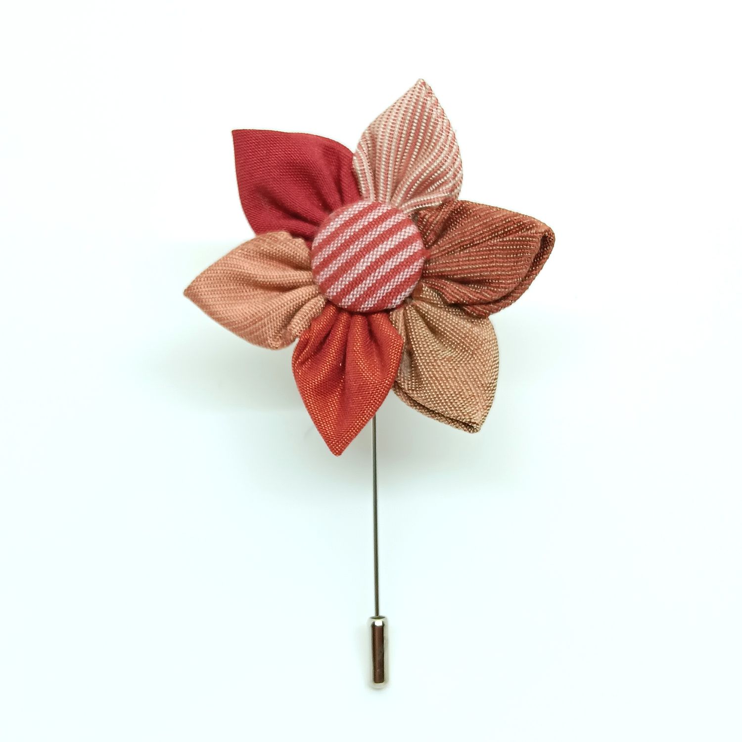 Broche boutonnière lapel speld - Kanzashi - tinten rode zijde