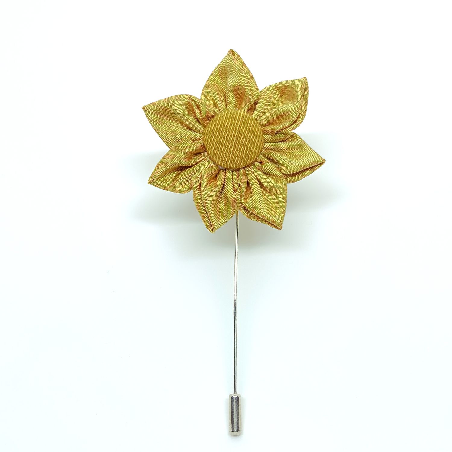 Broche boutonnière lapel speld - Kanzashi - gele zijde 
