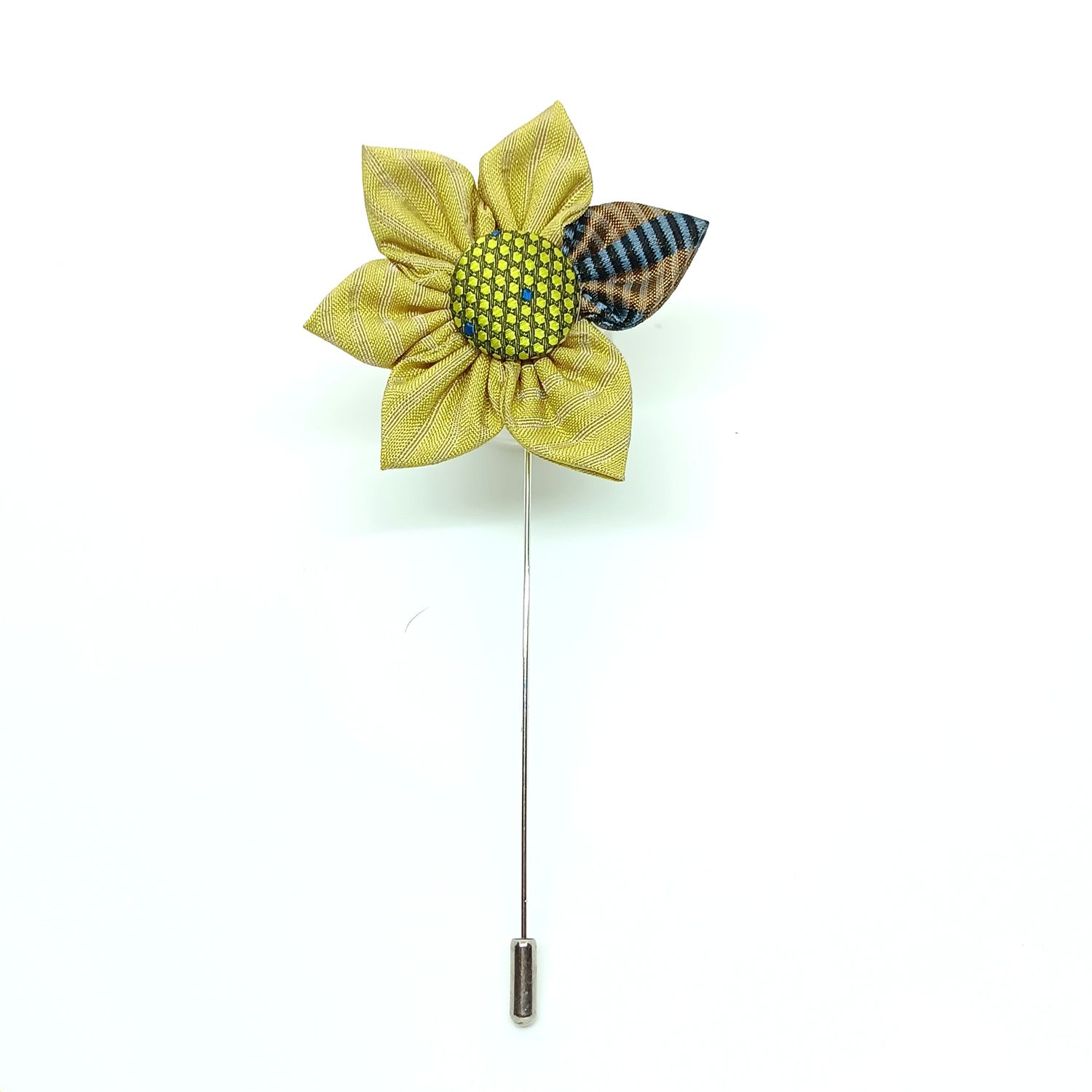 Broche boutonnière lapel speld - creme zijde Kanzashi