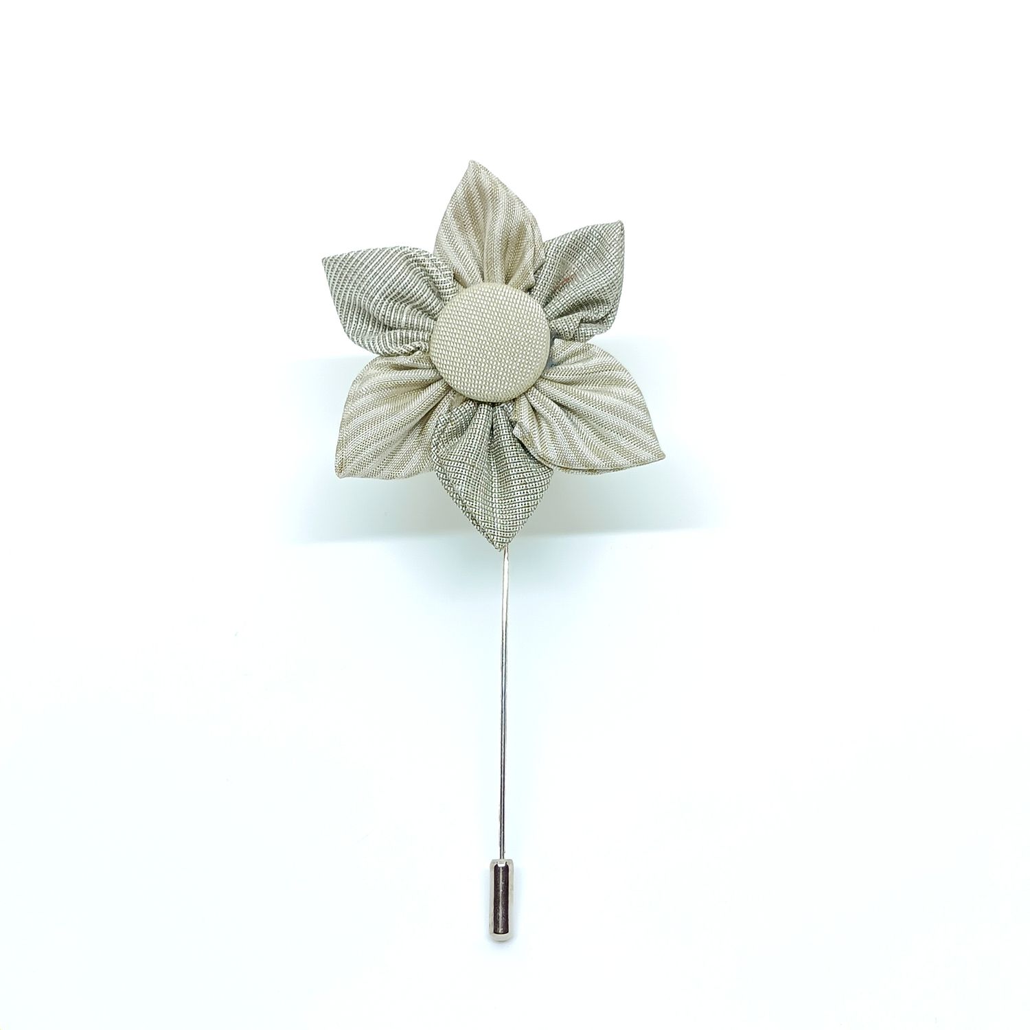 Broche boutonnière lapel speld - Kanzashi - gebroken wit-taupe zijde
